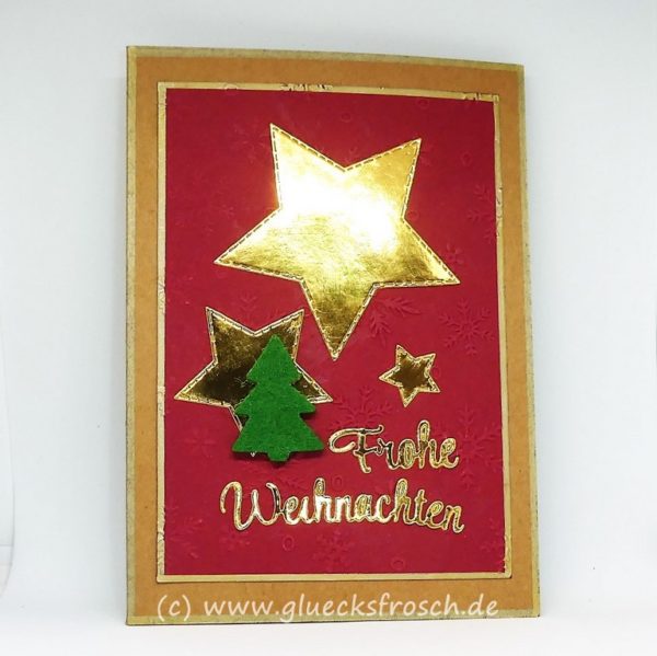 Weihnachtskarte, Kraftpapier, Sterne