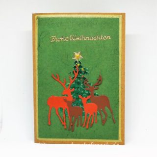 Weihnachtskarte Rehe Kraftpapier